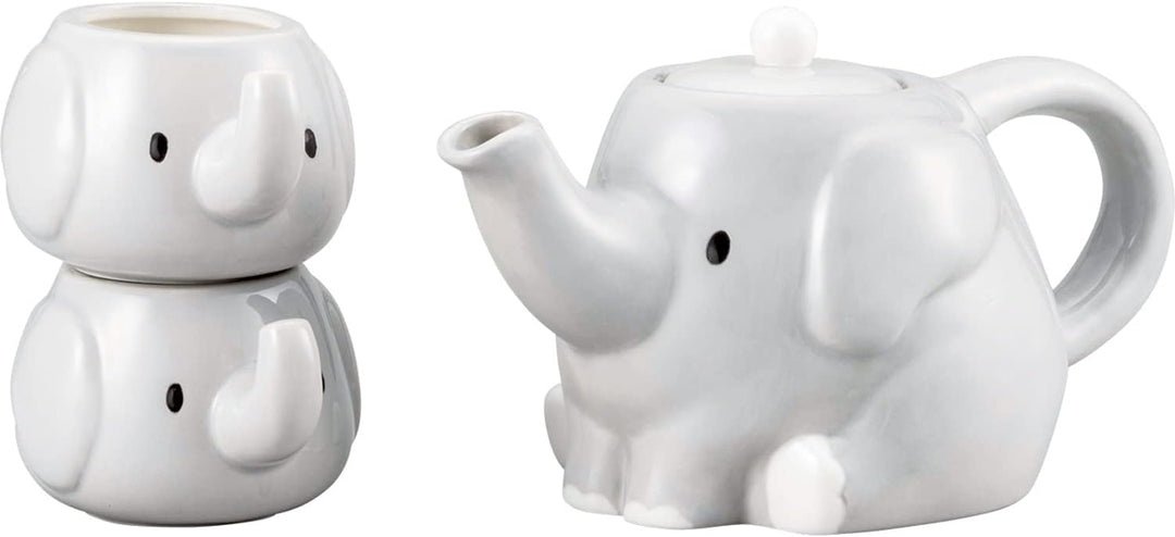 SAN3751 Niedliches Geschirr, Topf, Tasse, Teeservice, ca. 600.3 ml, Elefant Eltern und Kind Elefante