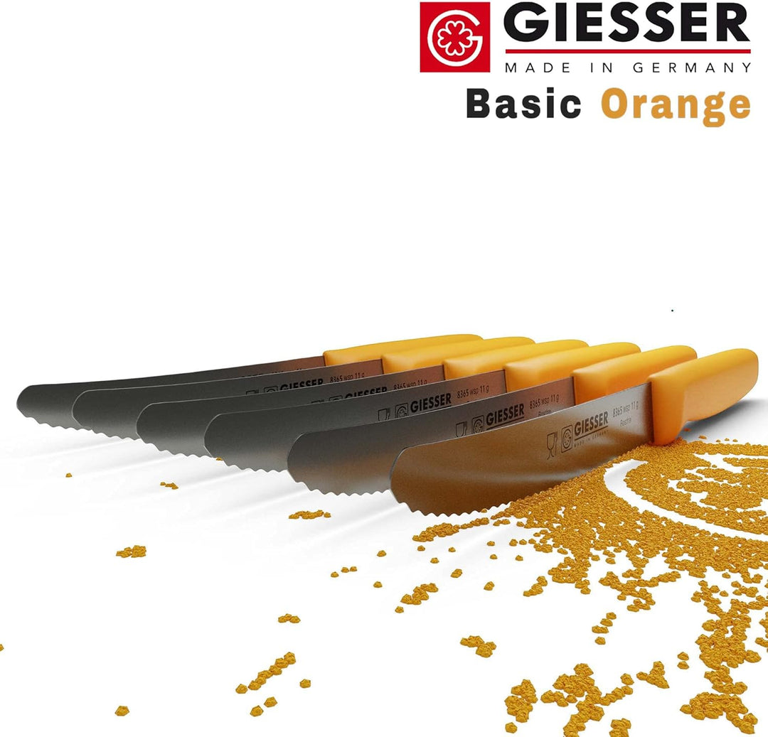 Giesser seit 1776 - Made in Germany - Tomatenmesser 6er Set orange, Klinge 11 cm, rutschfest, kleine