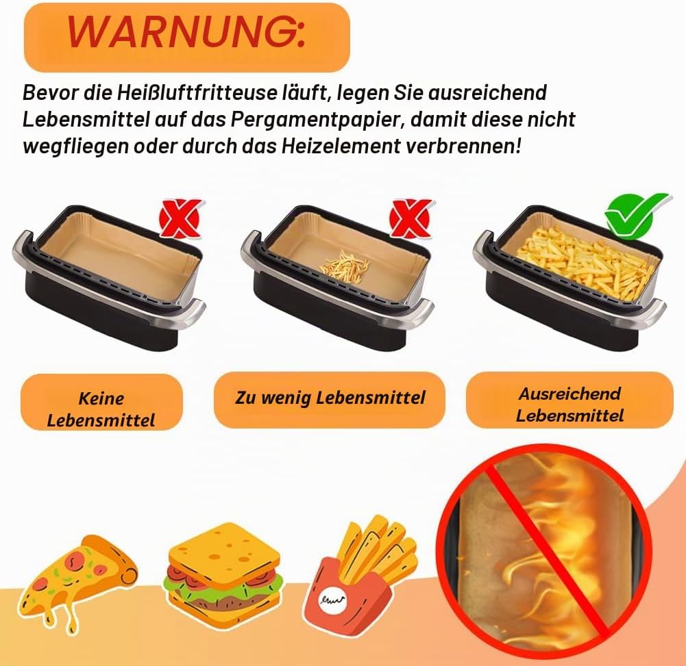 Grosse Luftfritteusen-Einsätze für Ninja AF500UK Duronic AF34, Luftfritteusen-Papierzubehör für 10,4