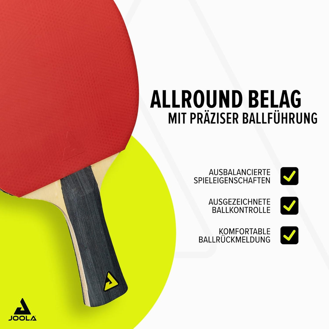 JOOLA Tischtennis-Set Family, Tischtennis-Set mit 4 Tischtennisschlägern, Tischtennisbällen und Trag