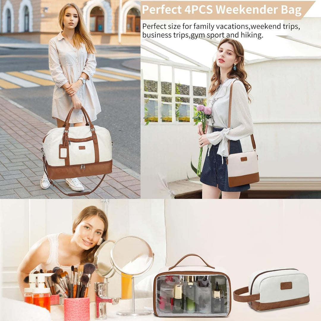 Wogarl Weekender Taschen für Damen, grosse Segeltuch-Übernachtungstasche, Reisetasche, Handgepäck, S