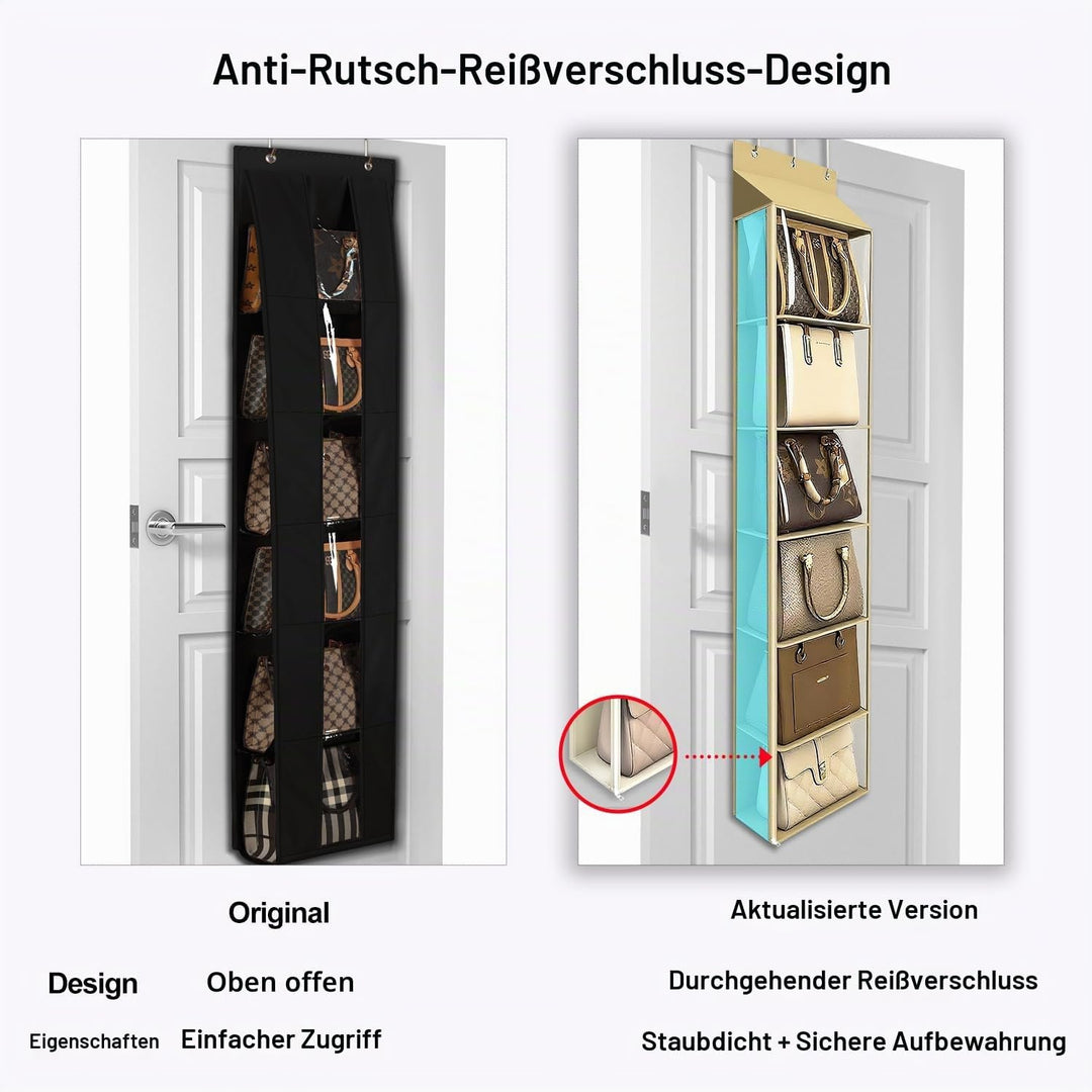 Lirex Geldbörsen-Organizer, 6 Taschen Handtaschen-Organizer mit Reissverschluss zum Aufhängen, für S