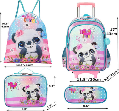 HTgroce Schultaschen für Mädchen Cute Panda Print & brotdose für Schulkinder Jungen Mädchen Lunch Bo