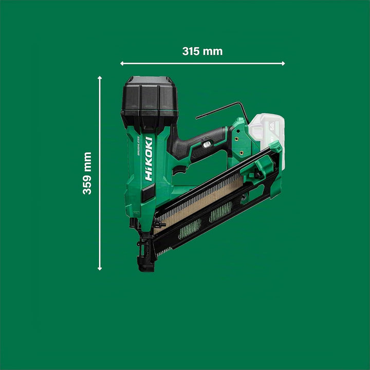 HiKOKI Akku-Streifennagler 34° - 18 V, 50-90 mm Nägel - Leistungsstark, LED-Licht, Brushless Motor,