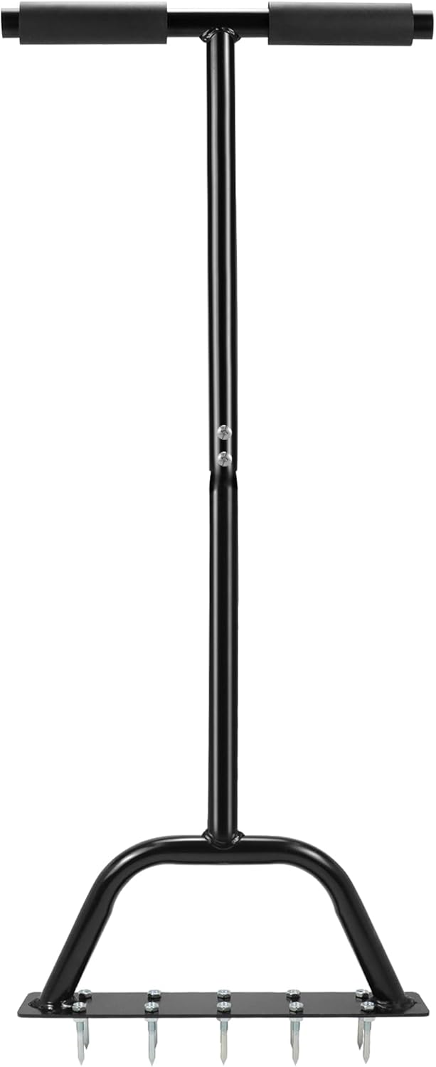 QWORK® Aerifizierer Für Rasen, Rasenspiessbelüfter mit T-Griff, zum Auflockern des Bodens, 84 cm