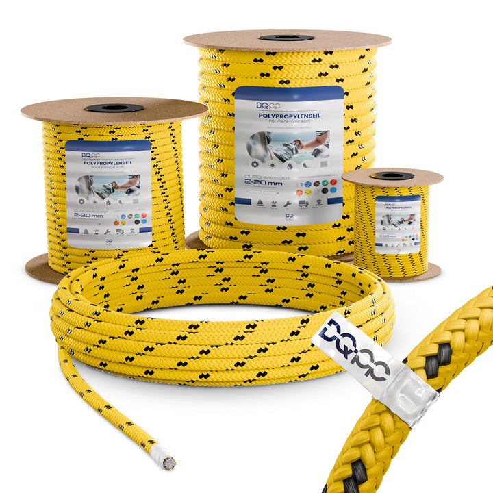 100m POLYPROPYLENSEIL 6mm GELB Polypropylen Seil Traglast bis 420 kg Tauwerk PP Flechtleine Textilse