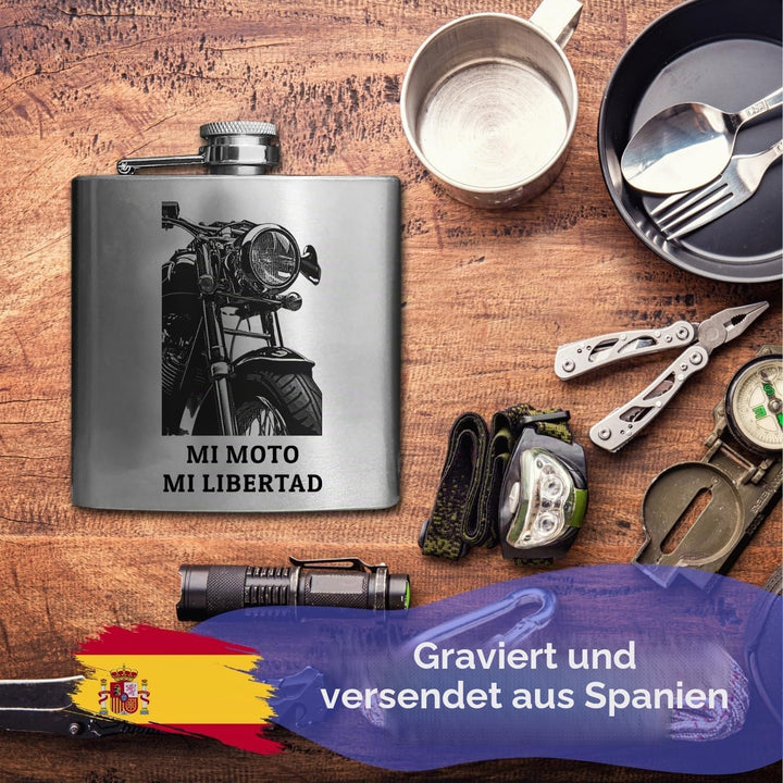 Edelstahl-Flachmann, personalisiert mit Ihrem Foto und Text, 175 ml, Lasergravur.