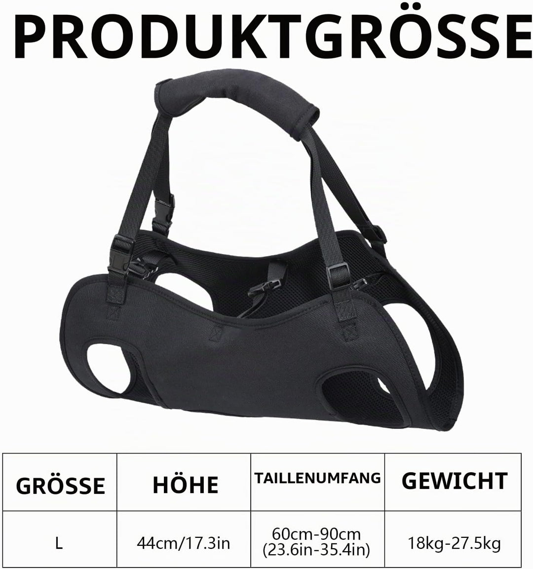 Tragehilfe für Hunde - Verstellbare Gehhilfe, Hebegeschirr für Hinterbeine, Hüftstütze Mit Griffen,