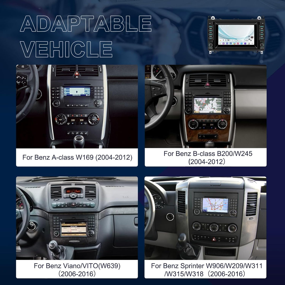 2+64G 7" Android Autoradio für Mercedes-Benz A-Klasse W169/B-Klasse W245/Viano/Vito W639/Sprinter W9