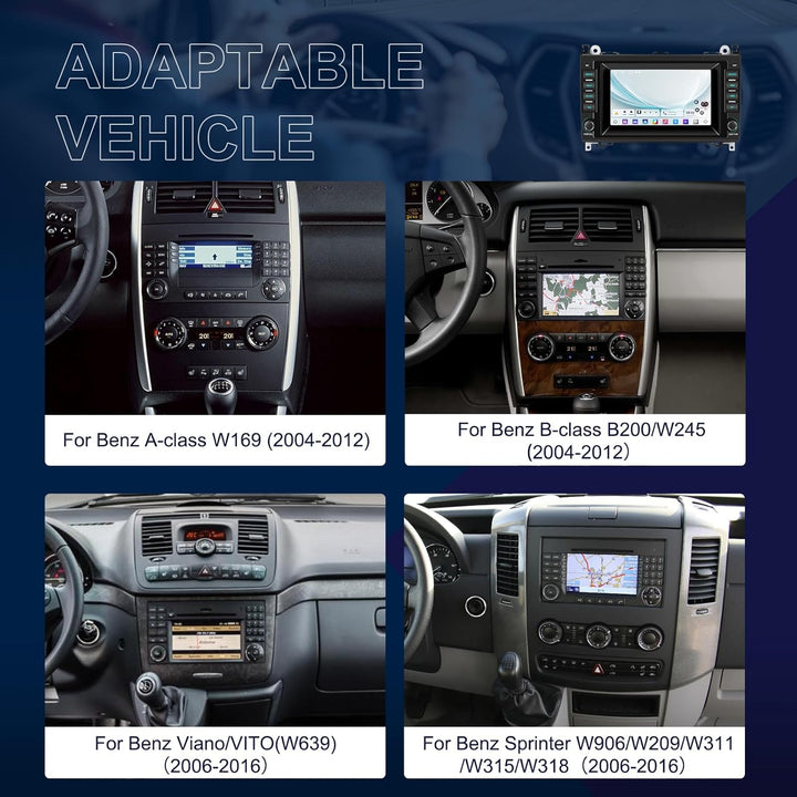 2+64G 7" Android Autoradio für Mercedes-Benz A-Klasse W169/B-Klasse W245/Viano/Vito W639/Sprinter W9