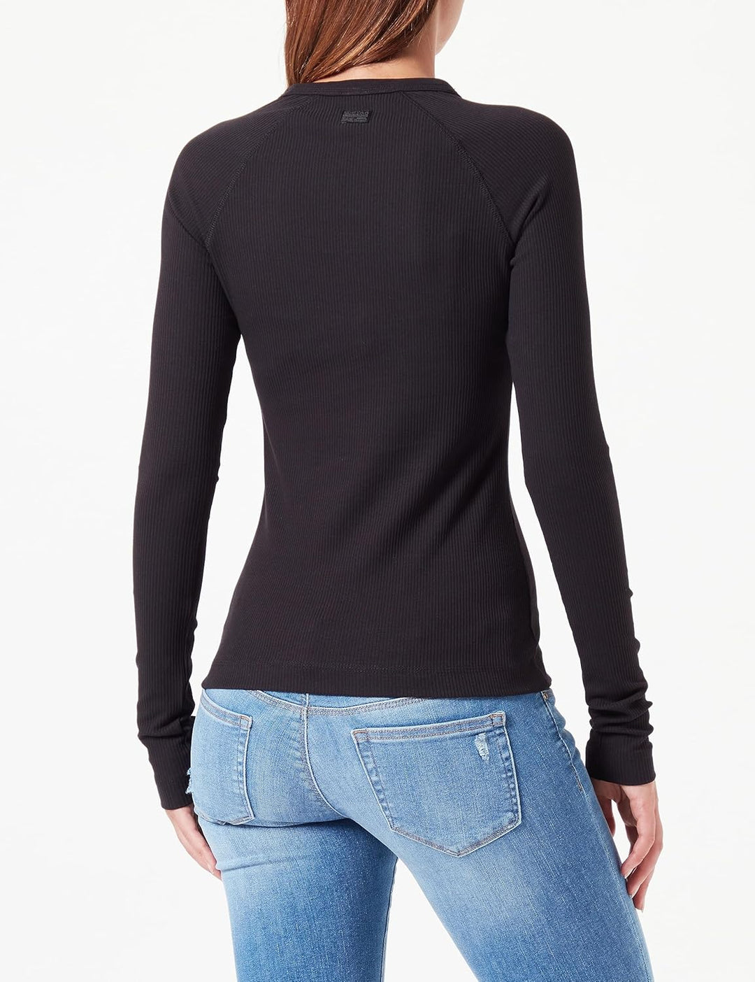 G-STAR Damen Slim Rib R T Ls Wmn Tops XXS Schwarz (Dk Black D23343-d493-6484), XXS Schwarz (Dk Black