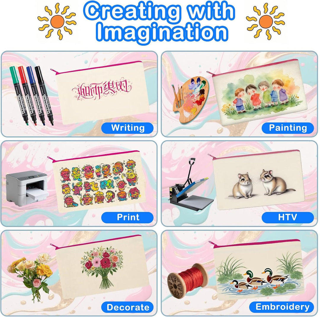 42 Stück Canvas Zipper Pouch Taschen, DIY Handwerk Blank Makeup Taschen, Canvas Pencil Case Cosmetic