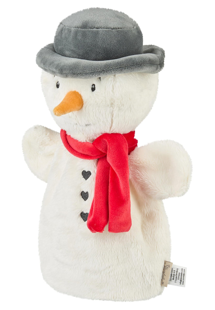 Sterntaler Handpuppe Schneemann, Kinder- und Babyspielzeug, weicher Flausch, mit Schal und Hut, watt