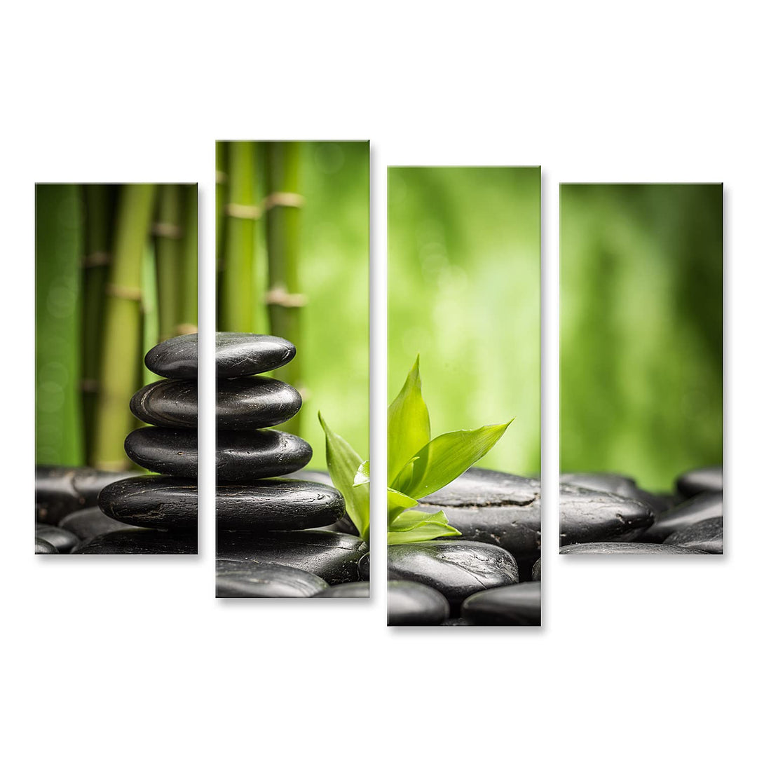 islandburner Bild auf Leinwand Zen Basalt Steine Und Bambus Wandbild Poster Kunstdruck Bilder Format