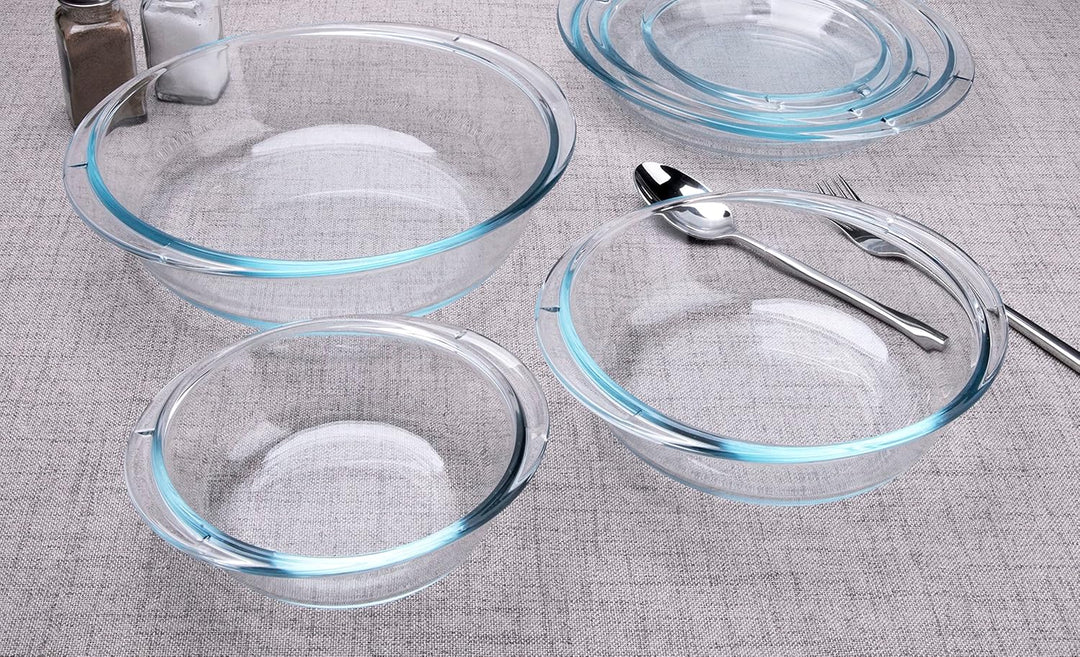 HUSANMP Rund Auflaufform aus Gehärtetem Glas Set, Glas Backform mit Deckel für Backofen, Gefrierschr