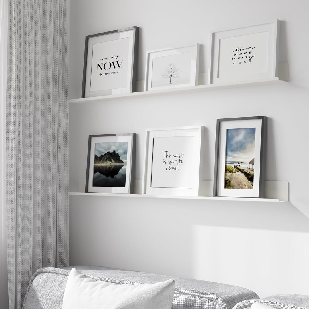 byde Ein schlankes Wandregal für Fotos, Bilder und Bücher. Modernes und minimalistisches Design. Her