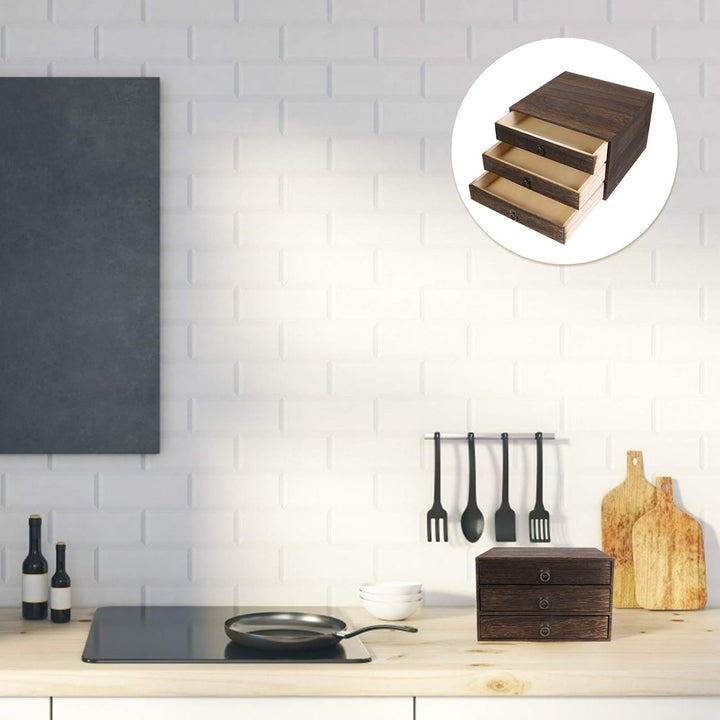 UPKOCH Schubladenbox Holzbox Holzkisten Holzschubladen Schubladencontainer Organizer 3 Schubladen Au