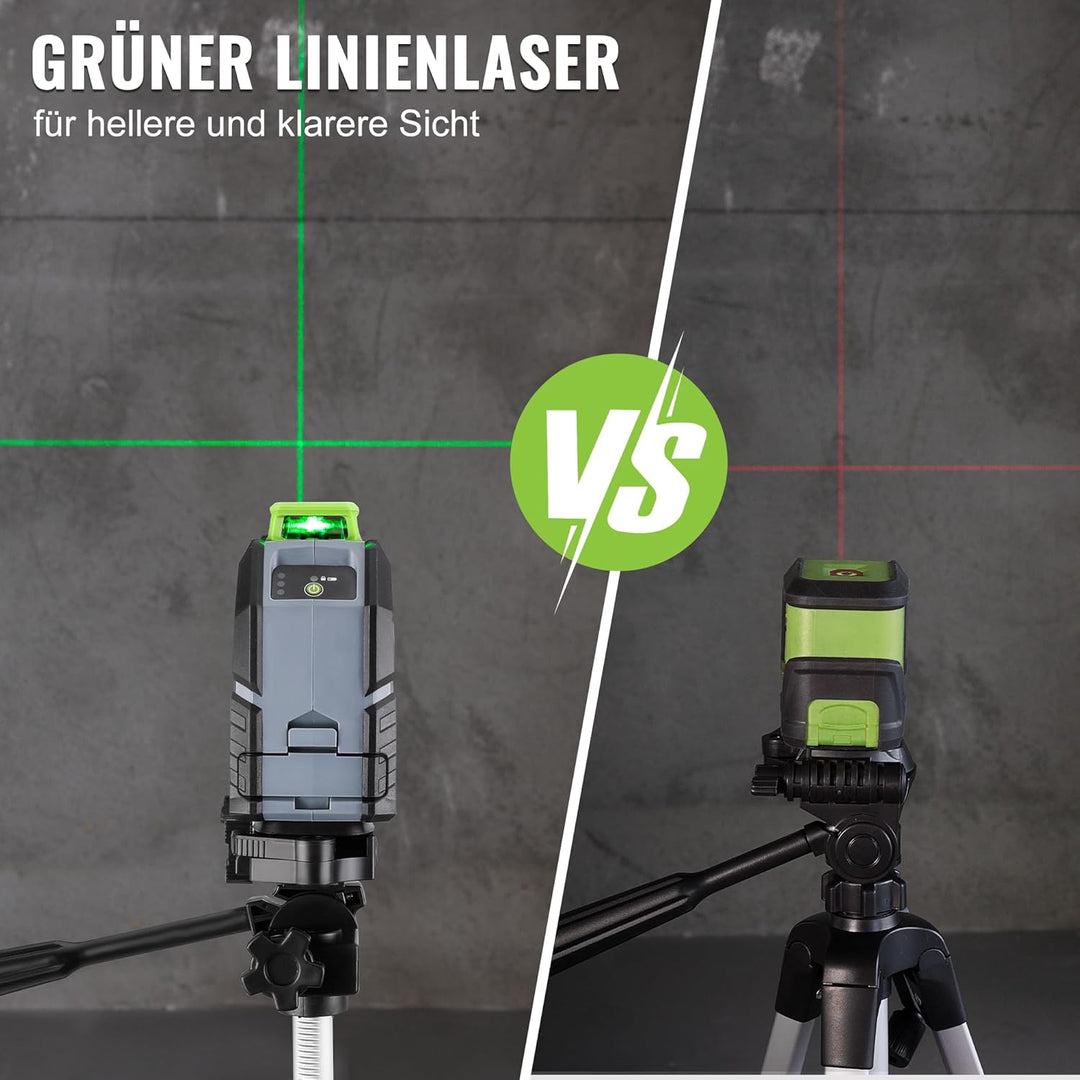WORKPRO 360° Laserwasserwaage mit Stativ, 30 m Grüner Kreuzlinienlaser, Horizontal/Vertikal/Kreuzlin
