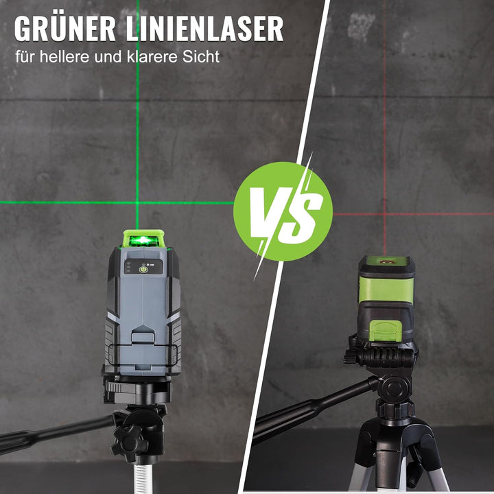 WORKPRO 360° Laserwasserwaage mit Stativ, 30 m Grüner Kreuzlinienlaser, Horizontal/Vertikal/Kreuzlin