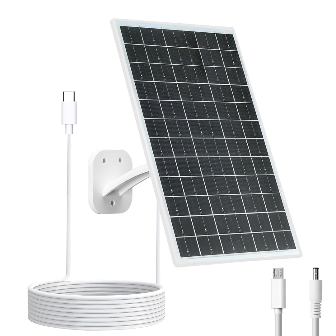 13W Solarpanel für Überwachungskameras mit USB-C, Micro-USB und DC 13 W, Weiss, 13 W, Weiss