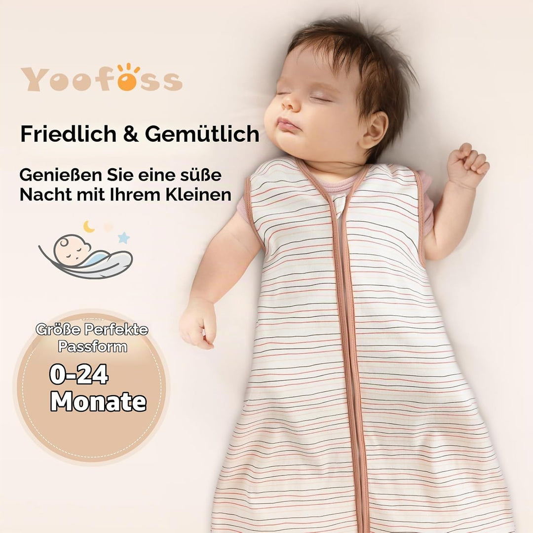 Yoofoss Schlafsack Baby Sommer 0.5 Tog - 3er Pack 84cm/12-18 Monate 100% Baumwolle Sommerschlafsack