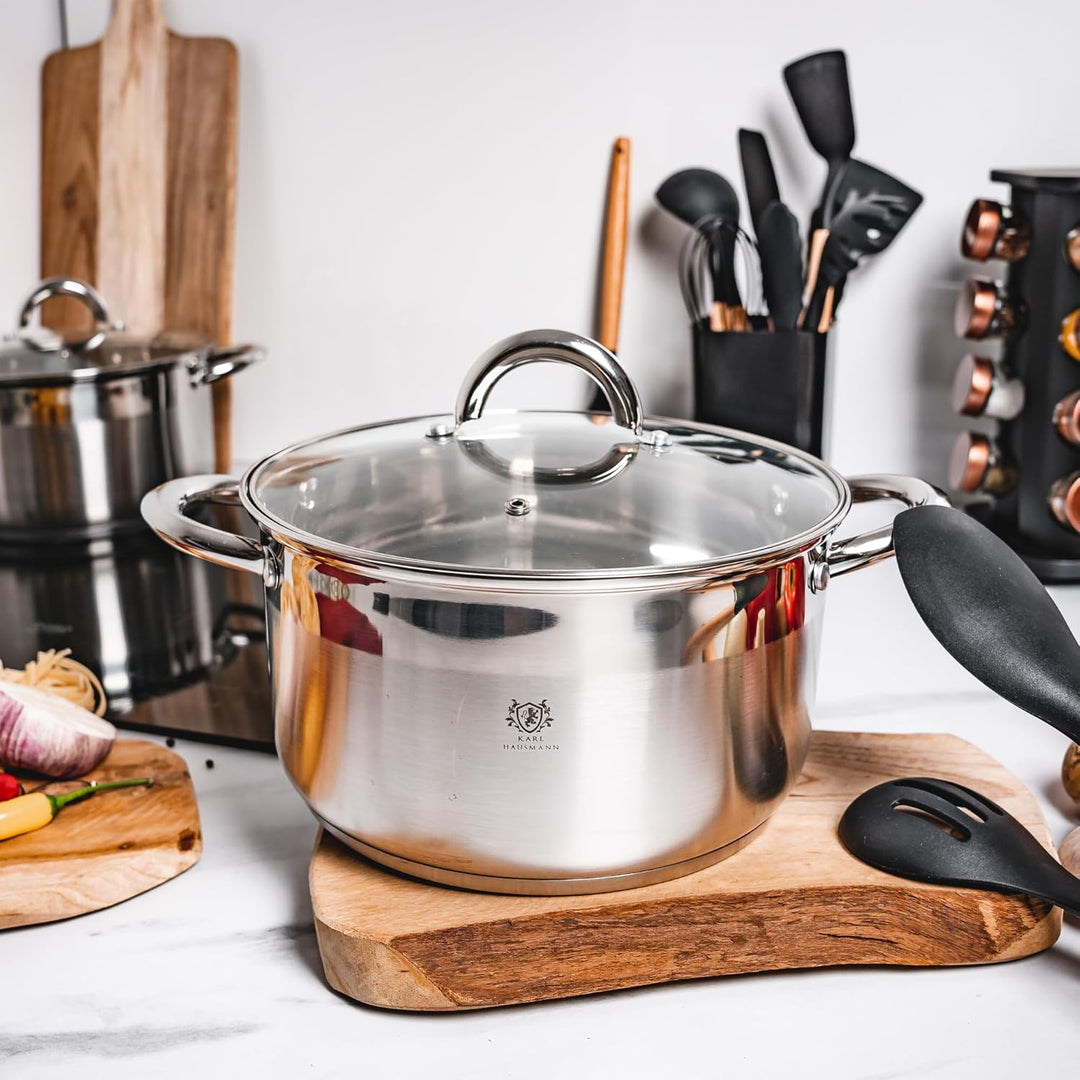 Edelstahl Topf - 3L - Ø 20 cm - Kochtopf Induktion für alle Herdarten Geeignet - Edelstahltopf mit D