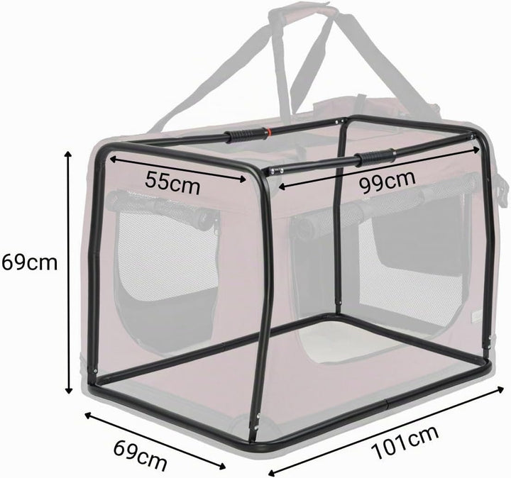 lionto Hundetransportbox faltbar für Reise &amp; Auto, 101x69x70 cm, stabile Transportbox mit Tragegriff