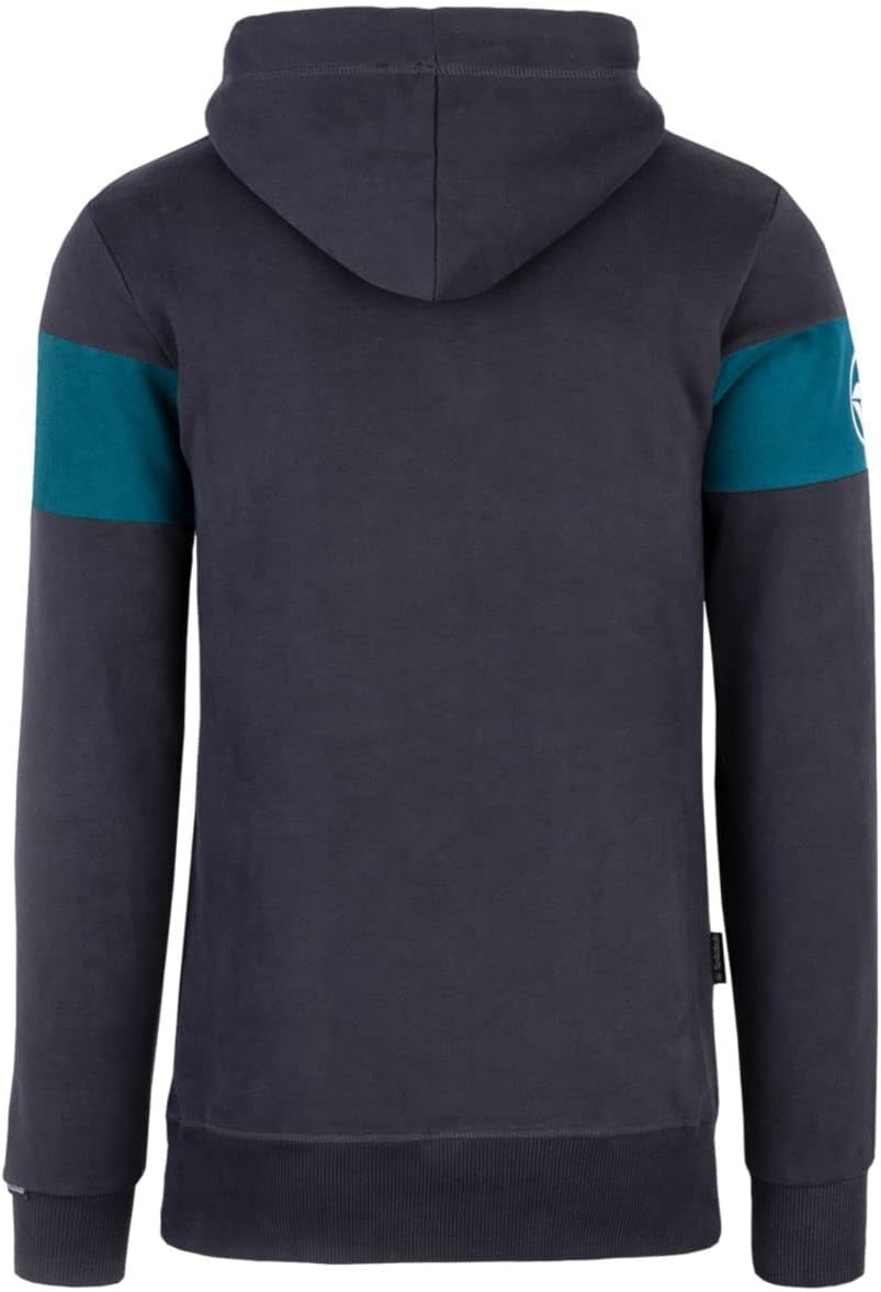 Spitzbub Herren Hoodie Kapuzenpullover in Dunkelgrau/Petrol, S