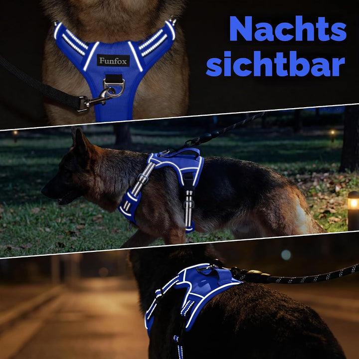 Funfox Hundegeschirr Kleine Hunde [S] - Anti Zug Welpengeschirr mit Griff &amp; Ringreflektoren, Atmungs