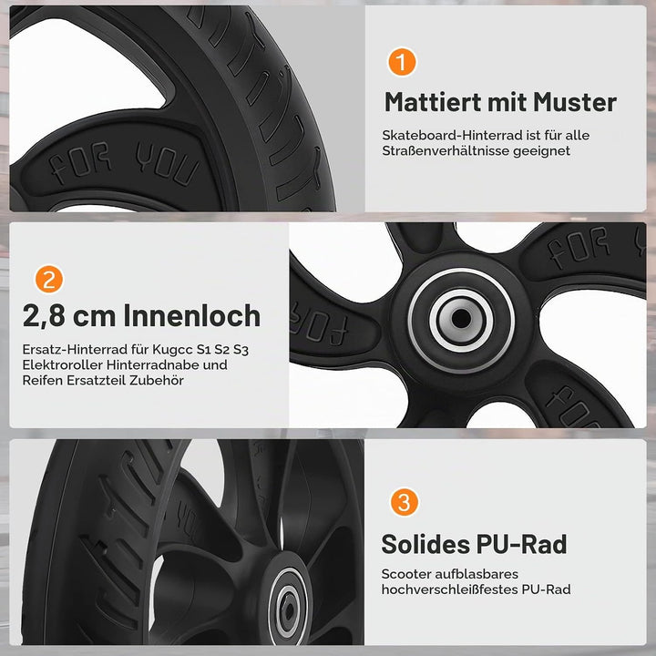 Roundsky Ersatz Hinter Rad für Kugoo S1 S2 S3 Elektro Roller Hinter Rad Nabe und Reifen Ersatz Teil