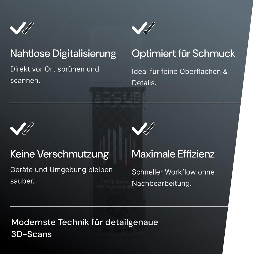 AESUB diamond 3D Scanningspray – 200 ml selbstverflüchtigendes Scanspray für Schmuck, pigmentfrei &