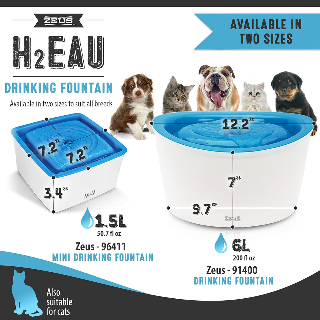 Zeus Trinkbrunnen für Hunde, weiss/blau, 1,5L Trinkbrunnen 1,5L, Trinkbrunnen 1,5L