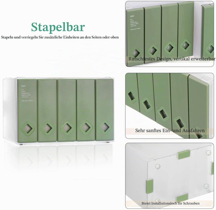 AhfuLife CD/DVD/Blu-ray Aufbewahrung Boxen Farbenfrohe, DVD Box Platzsparende Transport-Hüllen, CD H