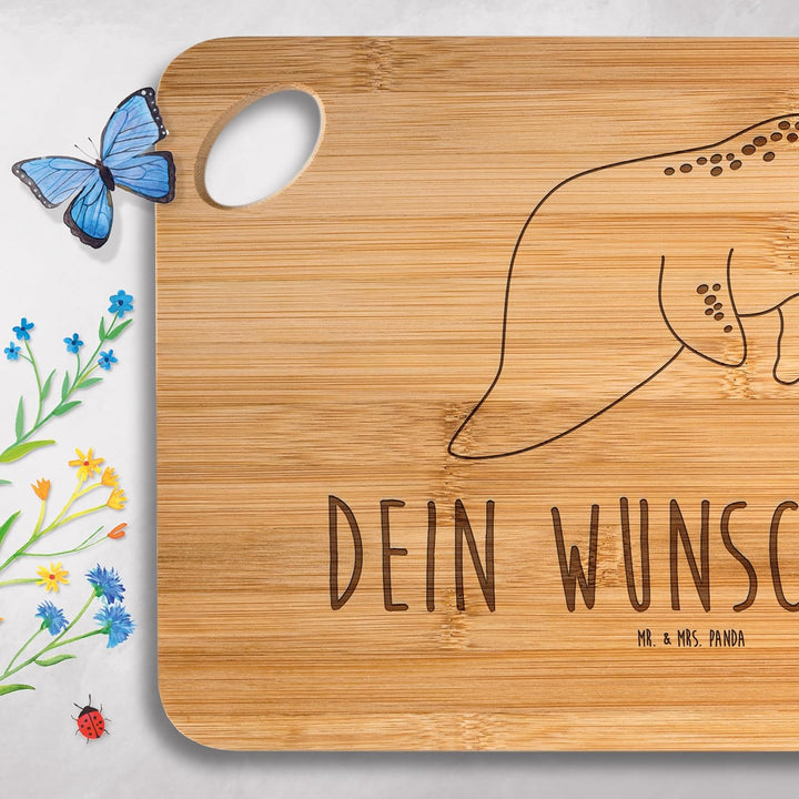 Mr. & Mrs. Panda Holzschneidebrett mit Gravur Seekuh Chillen - Personalisierte Geschenke, Personalis