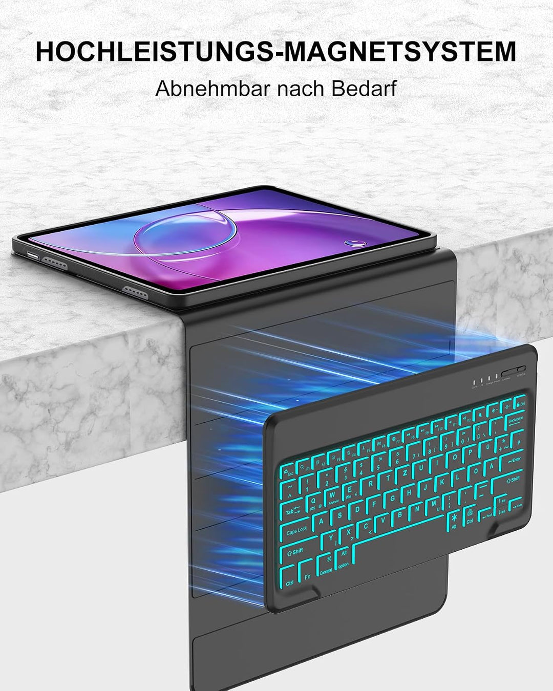 Für Idea Tab Pro Gen 2 13" Tastaturhülle mit Beleuchtung QWERTZ | Für Lenovo Idea Tab Pro Gen 2 Tast
