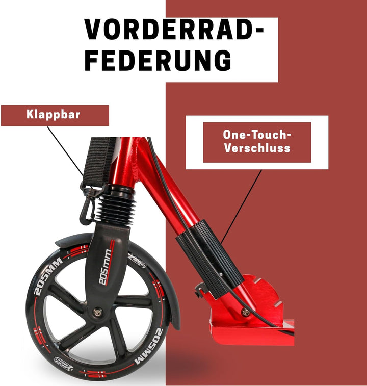 Best Sporting High End Scooter Erwachsene I klappbarer Roller mit Ständer, Handbremse, Klingel und T
