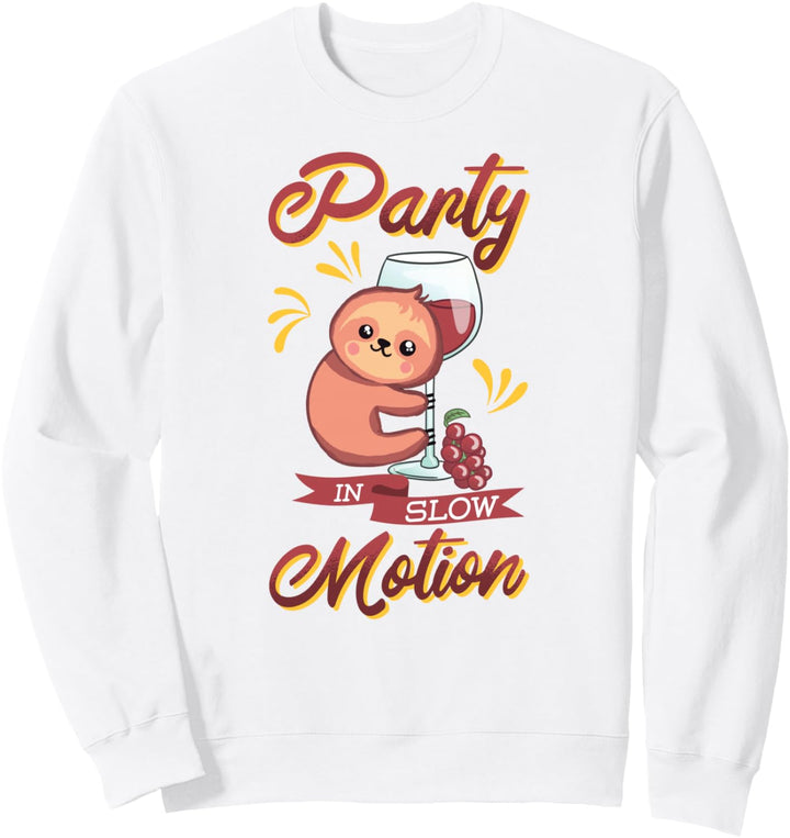 Wein Weingläser mit Wein trinkendes Faultiere lustiges Wein Sweatshirt