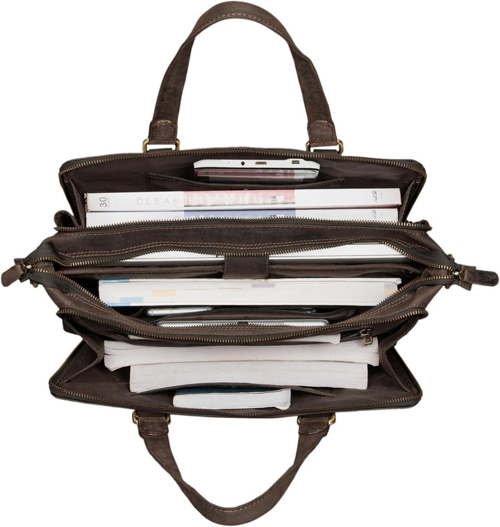 STILORD 'Claire' Businesstasche Damen Leder 15 Zoll Laptoptasche DIN A4 Aktentasche Umhängetasche un