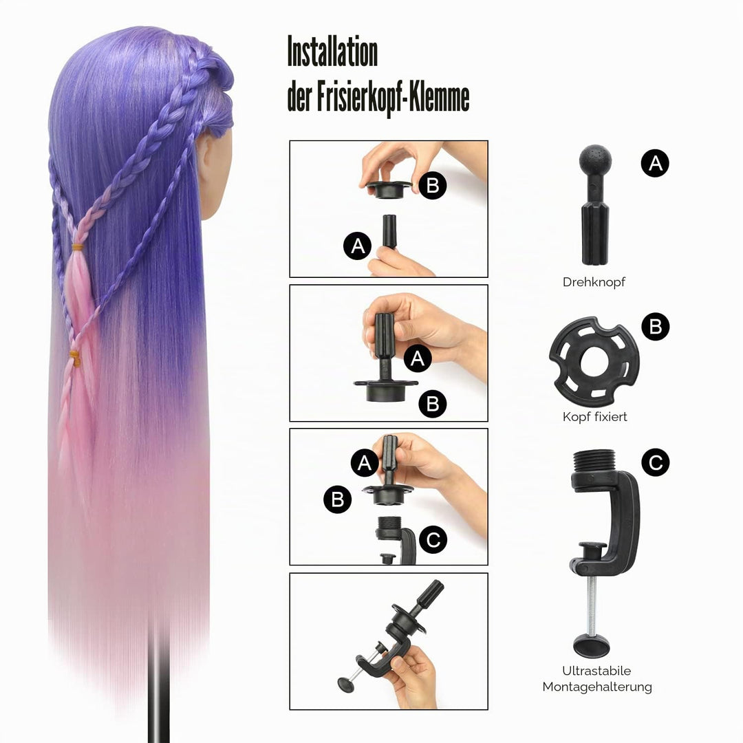Trainingsköpfe, 28 inch Übungskopf Frisierkopf Friseur 100% Synthetikfaser-Haar Styling Kopf Frisier