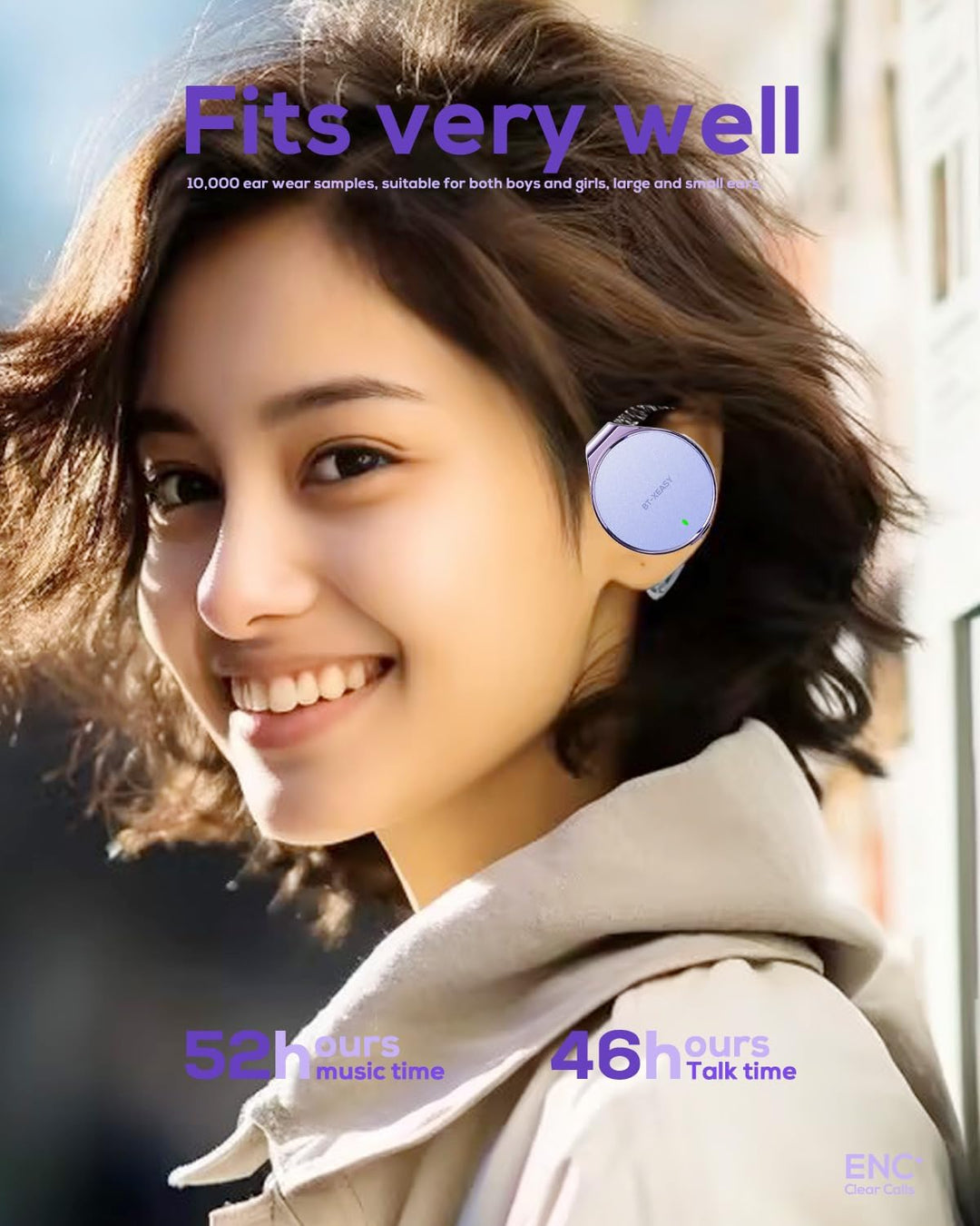 On Ear Kopfhörer Bluetooth 5.4, Open Ear Kopfhörer Kabellos Bluetooth Geräuschunterdrückung, Wassert