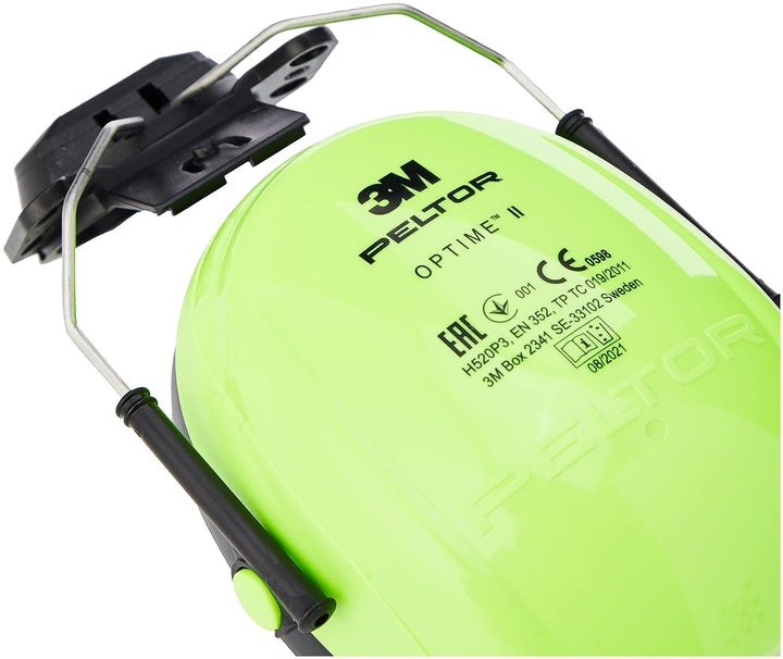 3M H520P3EV Peltor Optime II Kapselgehörschutz Helmet Mounted Single Hi-viz, Helmet Mounted Single H