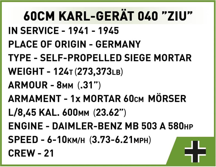 COBI Klocki 60 cm Karl-Gerat 040 ZIU