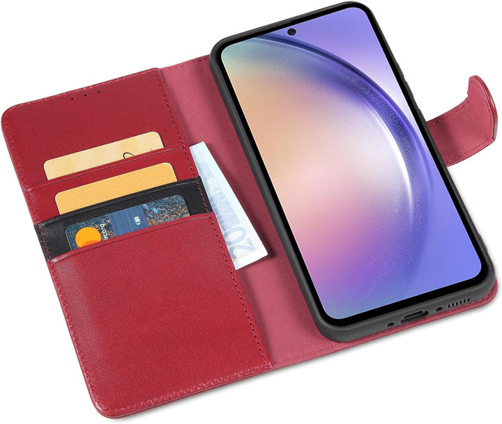 LENSUN Hülle Echtleder für Samsung Galaxy A54, Handyhülle [Echtes Leder][Magnetverschluss][RFID Bloc