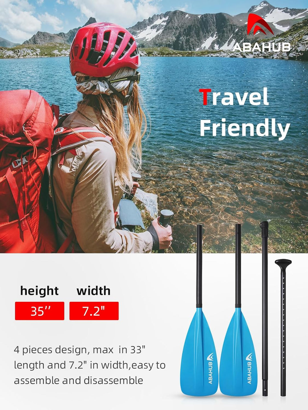 Abahub 2 in 1 Sup Kajak Paddel Aluminium Einstellbares Stand Up Paddle für Paddleboard, Aluminiumleg