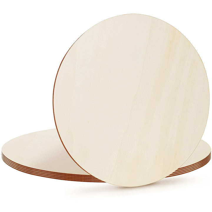 Belle Vous 6er Pack Naturbelassene Holzplatte Rund - 45 cm Durchmesser, 2,4 mm Dicke - Schlichtes Bl