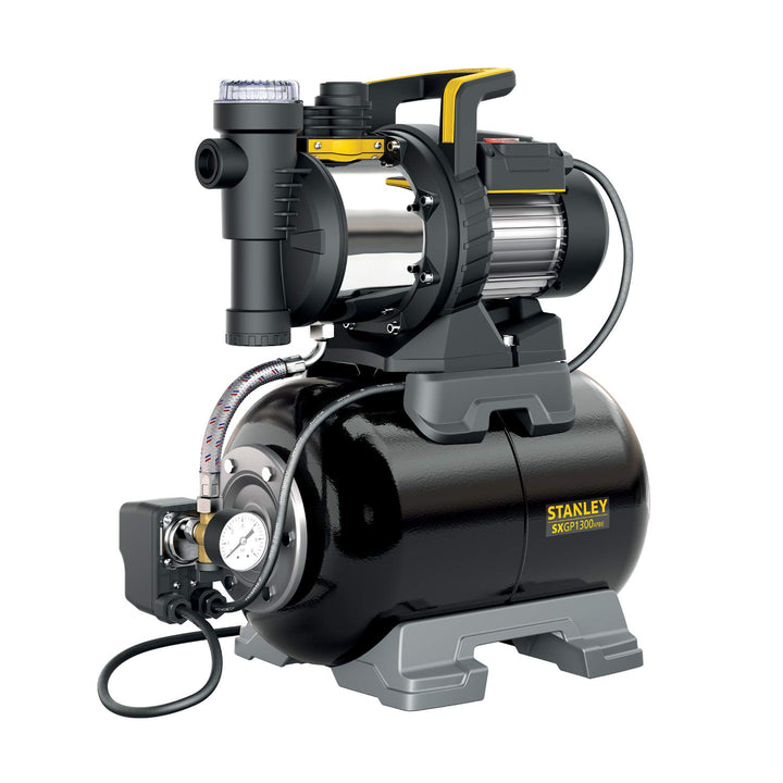 Stanley Selbstansaugende Pumpe SXGP1300XFBE mit Behälter für Klarwasser (1.300 W,max. Förderleistung