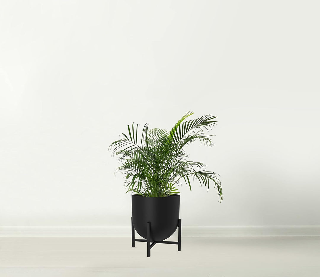 Blumentopf mit Pflanzenständer – Metall-Pflanztöpfe für den Innenbereich, 22 cm, grosser Blumentopf