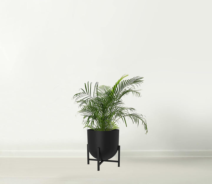 Blumentopf mit Pflanzenständer – Metall-Pflanztöpfe für den Innenbereich, 22 cm, grosser Blumentopf