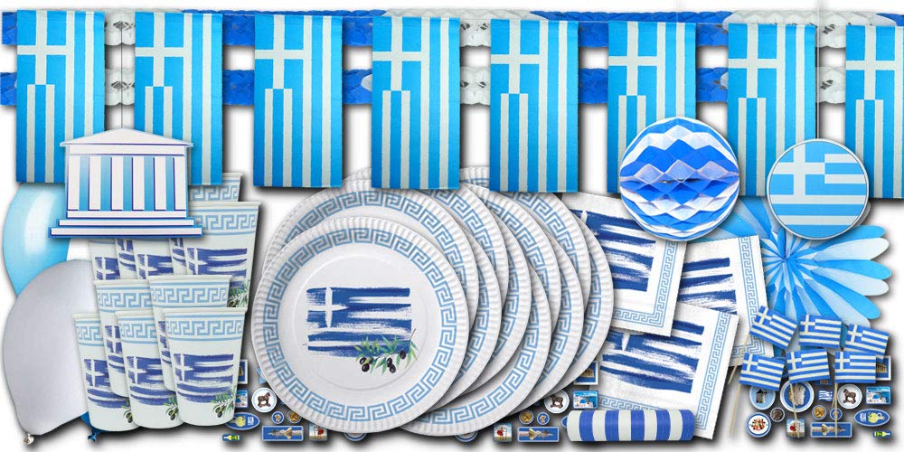 Griechenland Flagge Party Set XXL - Partydeko & Partygeschirr im Sparset