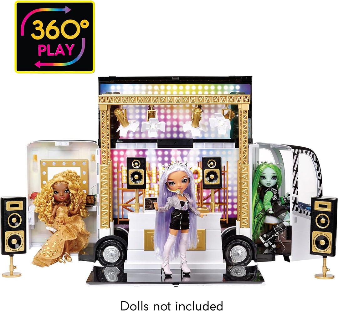 Rainbow High Rainbow Vision World Tour Bus & Bühne - 4-in-1-Deluxe-Spielset mit Lichtern — Inklusive
